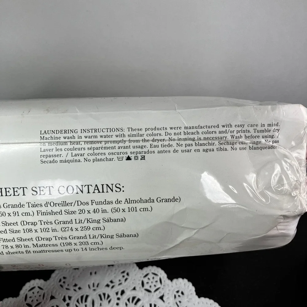 Utica King Sheet Set Lille Bright Pastel Vintage Floral 200TC Percale New RARE